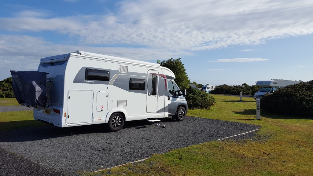 Our motorhome on a campsite pitch