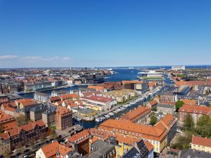 View of Copenhagen from top of spire of church of our Saviours