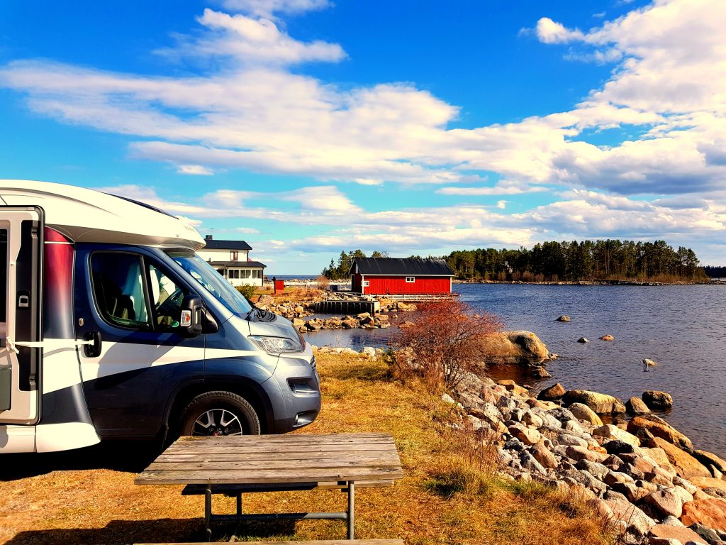 Our motorhome stop at Stocka, Sweden.
