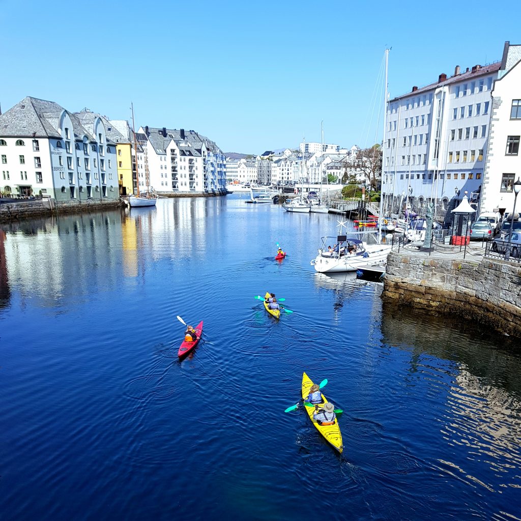 Kayaking on the river in Trondheim