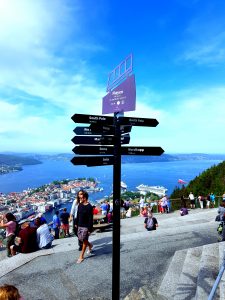 At the top of the Bergen funicular railway