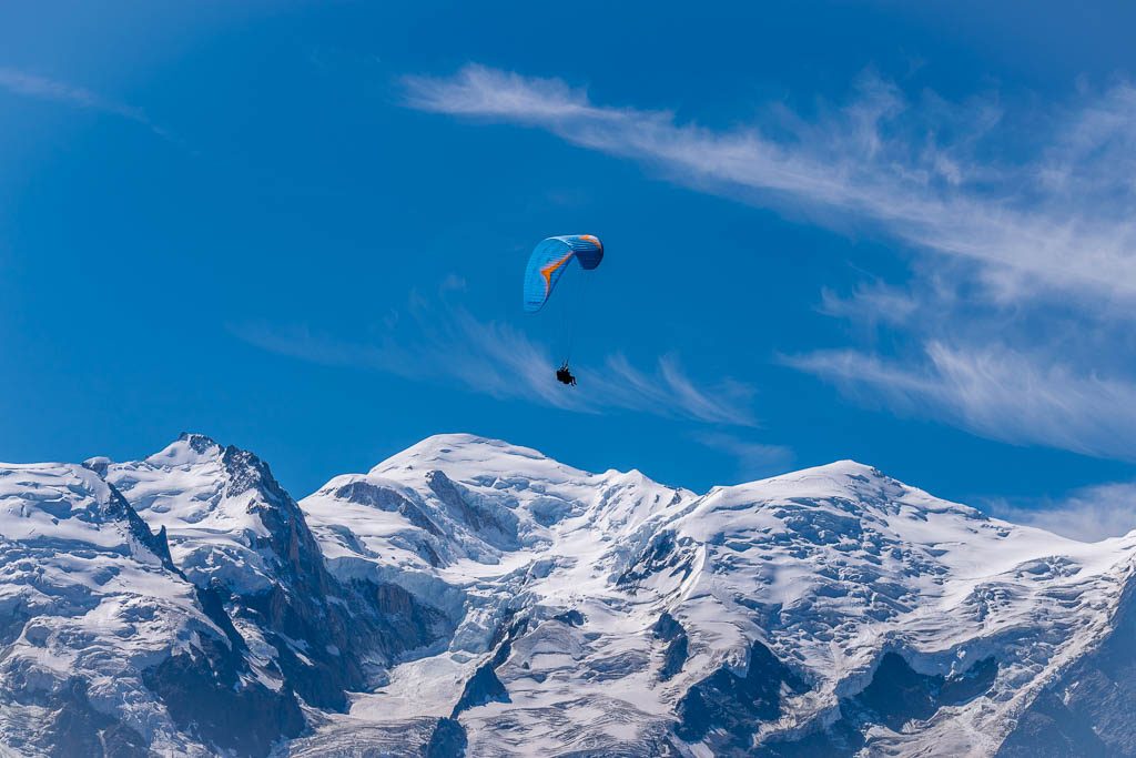 Paraglider with Mont Blanc in background