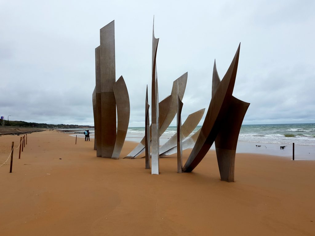 Omaha beach war memorial on the D-day landing beaches